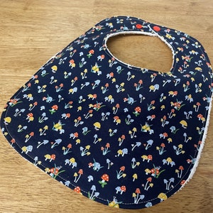 Mini Mushrooms - Infant or Toddler Bib - terry cloth - adjustable snaps