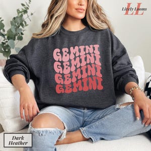 Gemini retro groovy sweatshirt Romantic Vintage shirt Zodiac gift Astrology sweatshirt Horoscope gift May June birthday Valentine gift