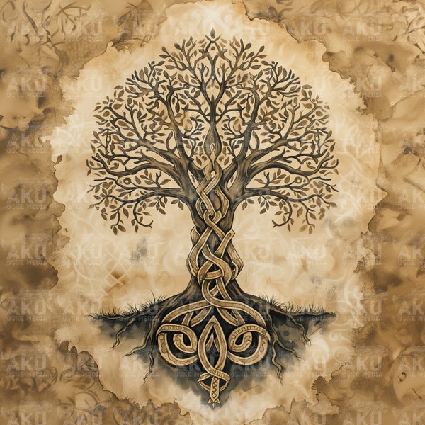 Tree of Life Printable Art - Spiritual Yoga Symbol - Meditation Mindfulness Decor - High-Resolution 300dpi JPG