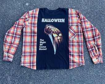 Herwerkt 1 van 1 Halloween-flanellen T-shirt