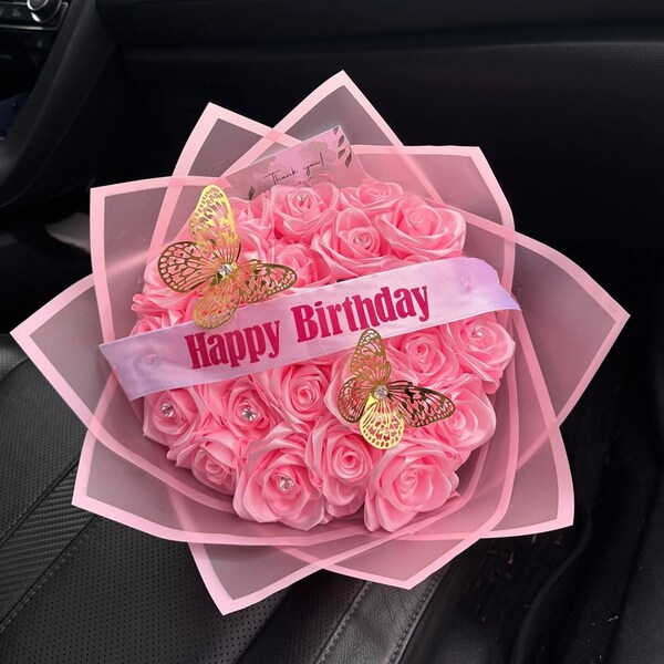 Ribbon Rose Bouquet - Etsy