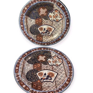 Antique Japanese Imari Porcelain Plate 1700s Taiseido Made In Osamu 10&quot; Set Of 2