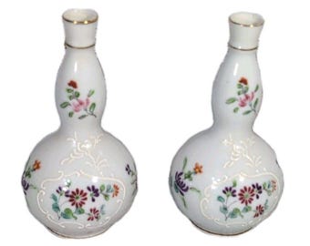 Wales China Vintage Bud Vases Set Floral Porcelain Japan 1950s Gourd 5” Collectible Decor