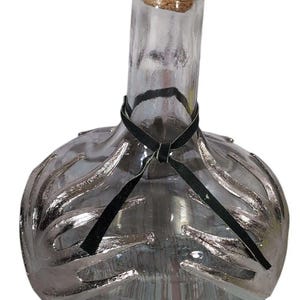 Vintage Don Julio REAL Tequila Anejo Empty Decanter Bottle Metal Leaves 7&quot; x 6&quot;
