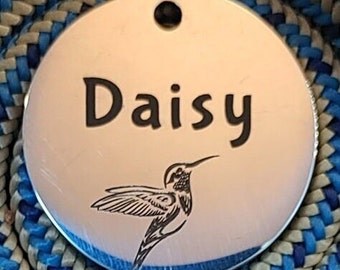 Personalized Dog Tag - Hummingbird, Engraved Tag - Cat ID Tag - Dog Collar Tag - Pet Tag - Custom Dog Tag - Pet ID Tag