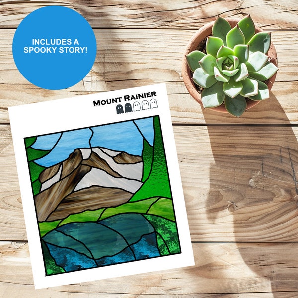 Mount Rainier Stained Glass Pattern & Spooky Story