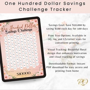 One Hundred Dollar Savings Challenge Tracker Printable