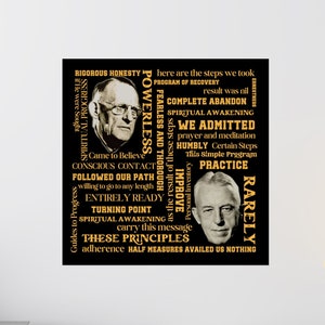 Alcoholics Anonymous Co-Founders Poster, AA How it Works, 12 Steps, Recovery Posters, Sobriety, Recovery Wall Art, Sobriety Gifts, AA Poster