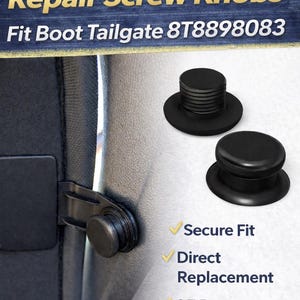 May include: Black repair screw knobs for Audi A5 parcel shelf, designed to fit the boot tailgate. The image shows two knobs and the text "Secure Fit", "Direct Replacement", and "OE Part: 8T8898083".