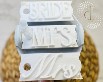 Handcrafted Bridal Stanley Tumbler Topper - Personalized Tumbler Topper 40oz/30oz, Bridal Gift, Acrylic Name Plate, Wedding Gift