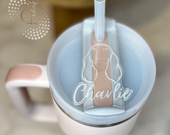 Custom Dog Ear Stanley Tumbler Topper, Personalized Tumbler Topper 40oz/30oz Tumbler Topper, Acrylic Name Plate, Dog Mom Gift