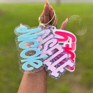 Custom Acrylic Bookbag tags, Backpack keychain, Personalized Bag Tag, Custom Name Keychains, Back to School Unique Gift