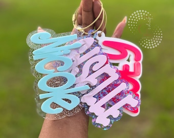 Custom Acrylic Bookbag tags, Backpack keychain, Personalized Bag Tag, Custom Name Keychains, Back to School Unique Gift