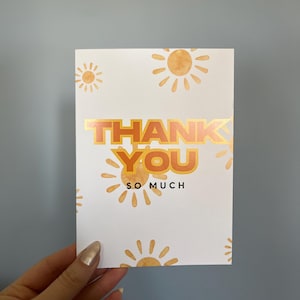 Carte de remerciement lumineuse et ensoleillée - 5 x 7 avec enveloppe