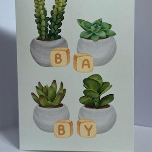 Cartão Blocos Suculentos B-A-B-Y - 5x7 com envelope