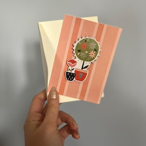 Garden Trees Handmade Card - 3.5 x 4.75 with envelope