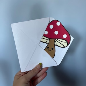 Carte de voeux/carte de correspondance smiley champignon (intérieur vierge) - Cartes sans occasions