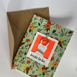 Carte de douche nuptiale florale Polaroid été faite main (intérieur vierge) - Vert