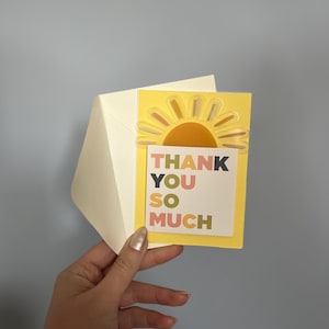 Carte faite main Merci beaucoup - 3,5 x 4,75 avec enveloppe