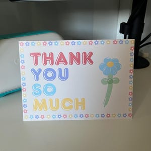 Carte de remerciement fleurs ballons - 5 x 7 avec enveloppe