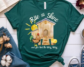 Rise & Shine Glory Glory - Spring Chicken Coop - png svg for DTF shirts, cards, and other prints; Christian Inspirational Gifts