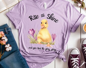 Rise & Shine Glory Glory - Spring Easter Duckling - png svg for DTF shirts, cards, and other prints; Christian Inspirational Gifts