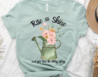 Rise & Shine Glory Glory - Spring Floral Watering Can - png svg for DTF shirts, cards, and other prints; Christian Inspirational Gifts