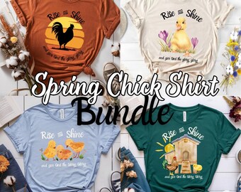Rise & Shine Chick Duck Christian T-Shirt BUNDLE (Easter) - png svg for DTF shirts, stickers, and prints