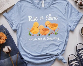 Rise & Shine Glory Glory - Spring Easter Chicks - png svg for DTF shirts, cards, and other prints; Christian Inspirational Gifts