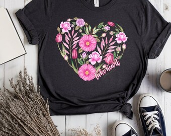 Take Heart John 16:33 - Pink Floral Heart - png svg for DTF shirts, cards, and other prints; Christian Inspirational Gifts