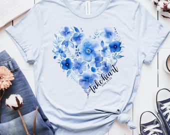 Take Heart John 16:33 - Blue Floral Heart - png svg for DTF shirts, cards, and other prints; Christian Inspirational Gifts