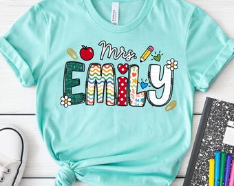Custom Teacher Name Shirt PNG for DTF transfer - Teacher Gift