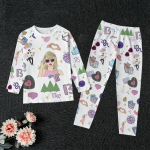 All-Over Print Kid's Raglan Sleeve Pajamas with Cute Trendy All-Over Print Ready to Ship Fast Shipping