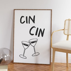 CIN CIN | 美しいキッチンバーの装飾 | かわいいバーカートアート | トレンディなウォールアート | アートプリント | デジタル | モダンなアパートの壁の装飾