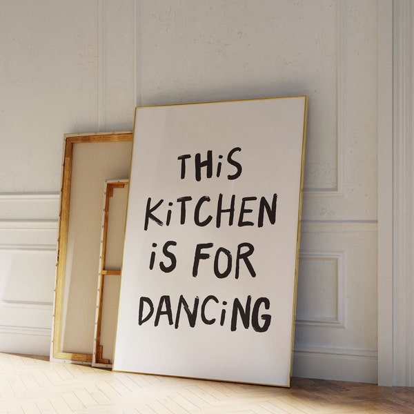 La cocina es para bailar / Decoración estética de la cocina / Cool Cute Cooking Art Print Kitchen / Póster de moda / Decoración digital moderna de la pared del apartamento