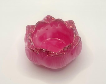 Brilliant Pink Floral Shaped Candle Holder | Multi-Use | Trinket Tray