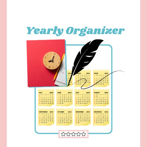 Printable Calendar 2024, Yearly Organizer, Monthly Calendar, Life Organizer Planner, Goal Setting, Digital Download Good Notes