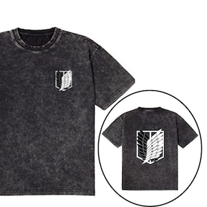 Attack On Titan Shirt Washed Vintage Levi Ackerman Mikasa Shirt Kawaii Clothes Japanese Streetwear Anime Figure AOT Eren Yeager