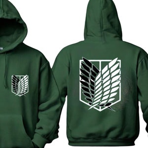 Attack on Titan Hoodie Green Etsy