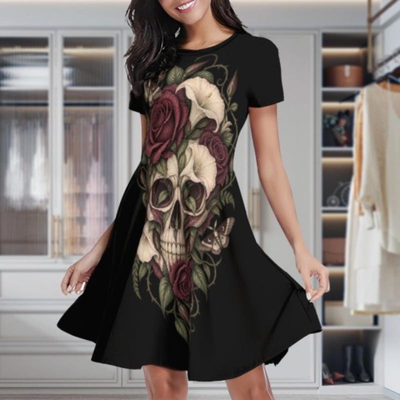 Skull Rose Short Dress - Etsy