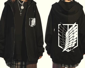 Attack on Titan Zip-Up Hoodie, Japanese Anime Streetwear