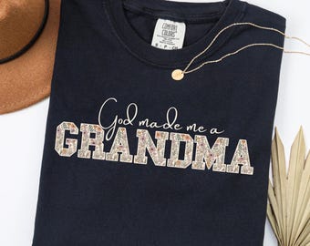 God Made Me A Grandma Comfort Colors Shirt Faith-Based Tee, Perfect Gift for Mothers Day, Religious Mom Gift, Bible Verse Shirt