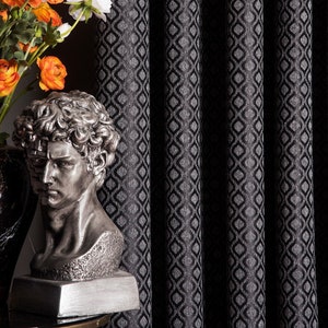 Patterned Black & Gray Curtains: Custom Size Drapes