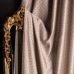 Luxury Cream Patterned Curtains: Custom Size Drapes