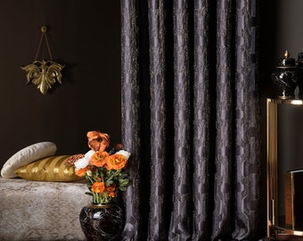 Rideaux turcs de luxe en or gris foncé pour le salon et la chambre à coucher, tenture moderne bleu foncé crème or gris argenté pour la maison