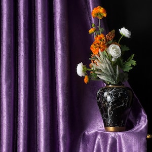 Luxury Purple Textured Curtains: Shimmering Elegant Window Drapes