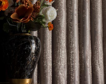 Snake Skin Inspired Curtains: Beige Taupe Brown Cream Fabric, Luxury Window Panel