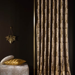 Luxury Gold Geometric Patterned Curtains: Modern Home Drape