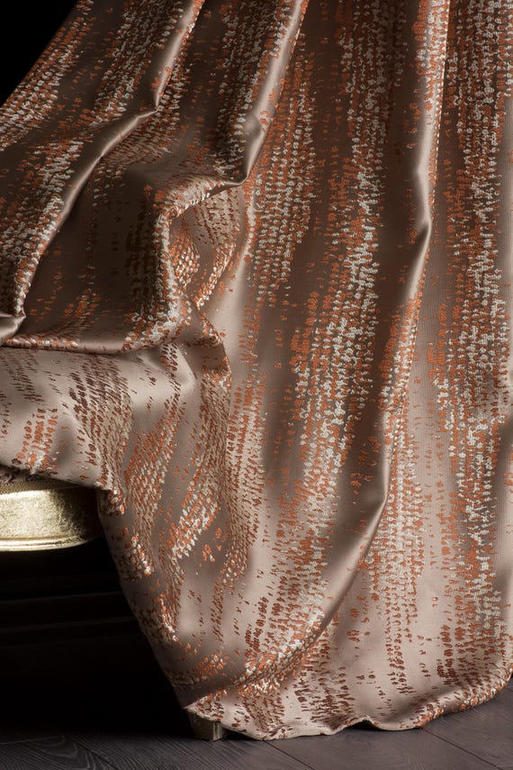Taupe Terracotta Snake Texture Curtains: Modern Elegant Living Room Drapes