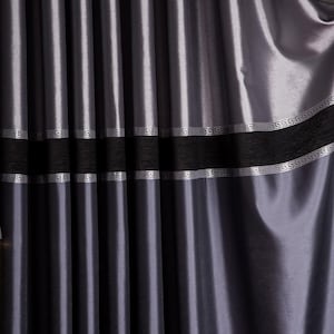 Greek Key Gray Blackout Curtain: Luxury Striped Panel